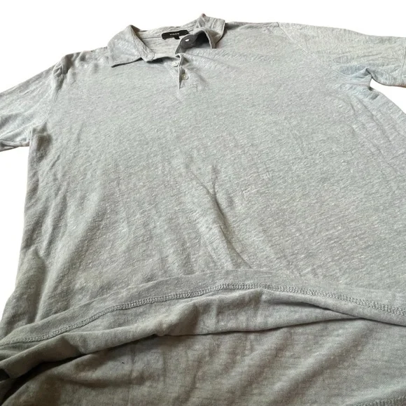 Men's VINCE Gray Blue Linen Polo Shirt size Small - Picture 5 of 10